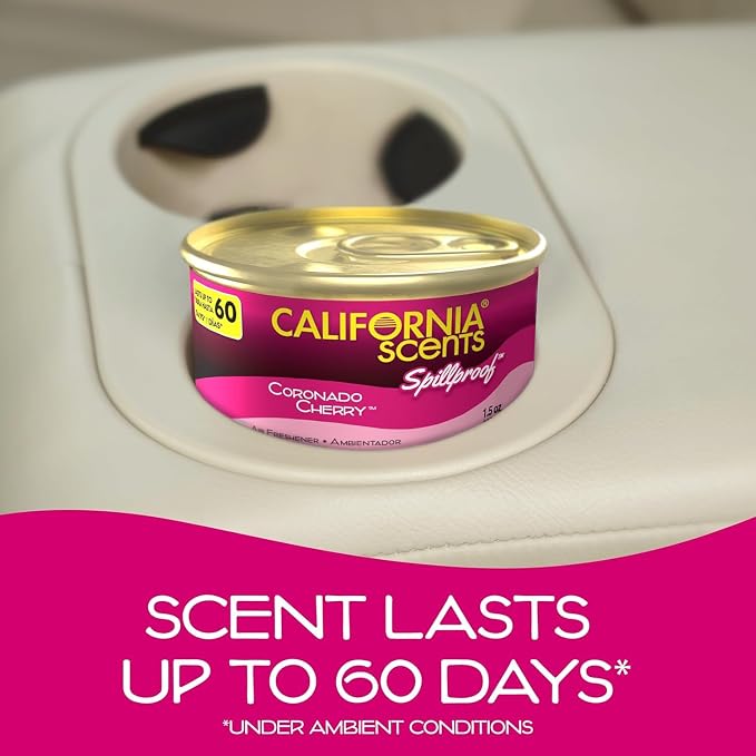 Can Air Freshener and Odor Neutralizer by California Scents, Set of 12 Spillproof Cans for Home and Car, Coronado Cherry, 1.5 Oz Each (Pack of 12)