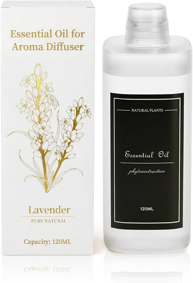 4.06 fl oz (120ml) Diffuser Oil for Home Fragrance Diffusers (M60), Plant-Based & Alcohol-Free, Hotel Scent Essential Oil for Bedroom, Bathroom, Office, Car, Office (Lavender)