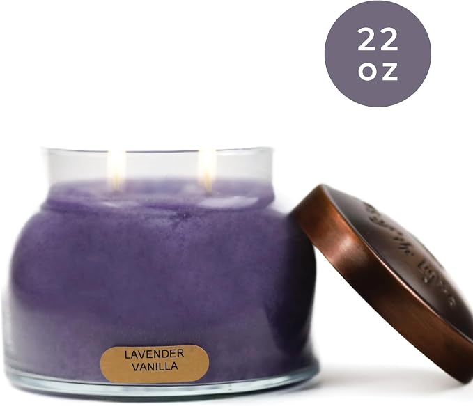 A Cheerful Giver - Lavender Vanilla Mama Scented Glass Jar Candle (22oz) with Lid & True to Life Fragrance Made in USA