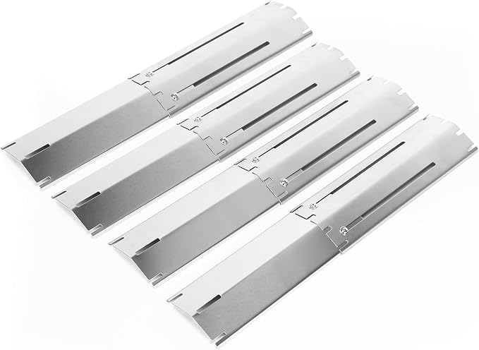 Hisencn Universal Replacement Adjustable Stainless Steel Heat Plate Shield, Heat Tent, Flavorizer Bar, Burner Cover, Flame Tamer for Brinkmann Gas Grill, Heavy Duty, Extends from 11.75" up to 21" L