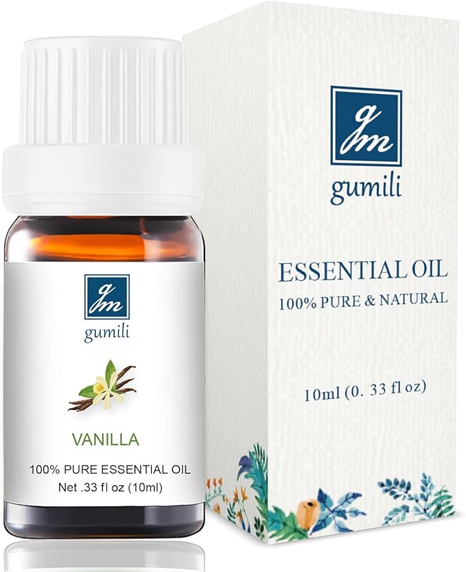 GM Gumili Vanilla Essential Oil - Pure Natural Oil for Aromatherapy Diffuser, Skin, Hair, DIY Perfume & Candle Making - Organic 10mL Warm Sweet Scent