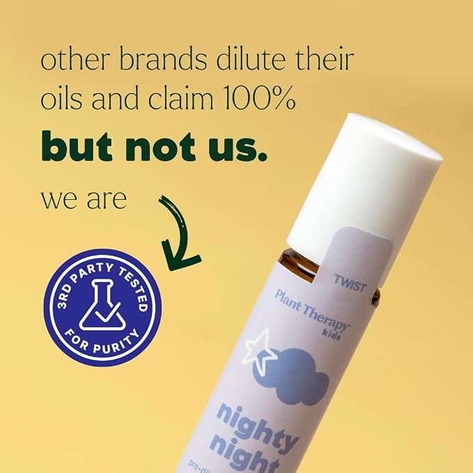 Plant Therapy Kids Nighty Night Essential Oil Blend for Sleep, 10 mL (1/3 oz), Pre-Diluted Roll-On for Convenience, Support a Restful Night's Sleep