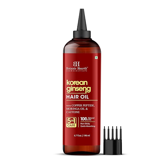Botanic Hearth 100% Pure Korean Ginseng Oil For Hair Growth & Hair Treatment Oils 6.7 Fl Oz | Infused with coconut Oil | Hair Oil Repairs Dry Damaged Hair, Strengthening, Healthier | All Hair Types