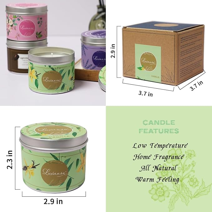 Massage Oil Candle Scented Low Temp for Body Relaxation, Pure Natural Soy Wax Aroma Candle for Home Decoration,Amazing Gift for Family- Vanilla Scent 6.35 OZ