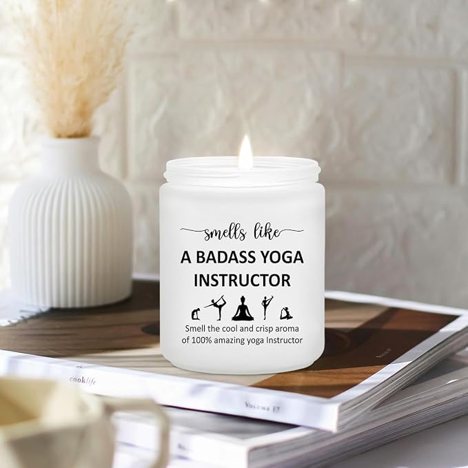 Funny Yoga Gifts for Women - Yoga Lover Teacher Instructor Coach Scented Candle Gifts - Friend Fitness Gift Meditation Present