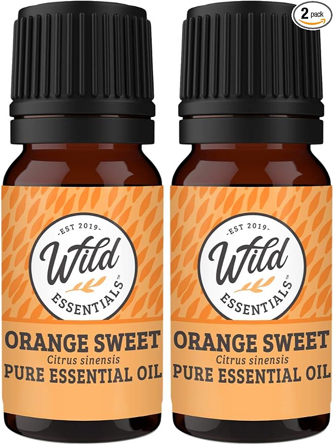 Wild Essentials Orange Sweet 100% Pure Essential Oil 2 Pack - 10ml, Therapeutic Grade, Made and Bottled in The USA