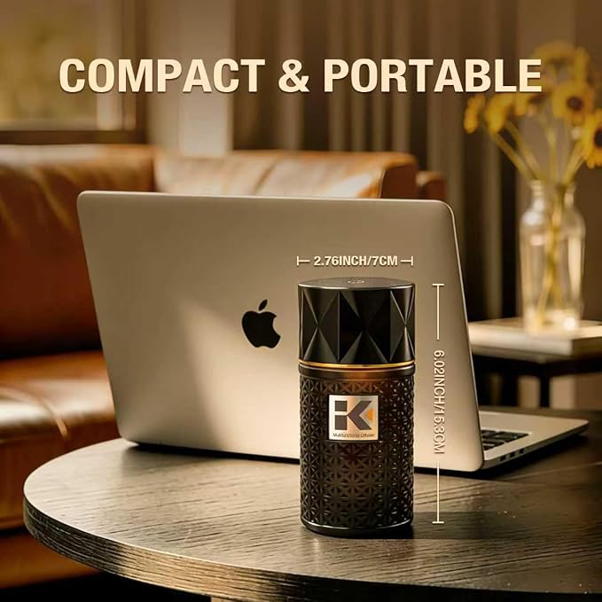 Car Diffuser Humidifier, USB Wireless Cool Mist Aromatherapy Diffuser, Mini Portable Essential Oil Air Freshener with 35 Million Negative Ion, Night Light&Auto Shut-Off (Black)