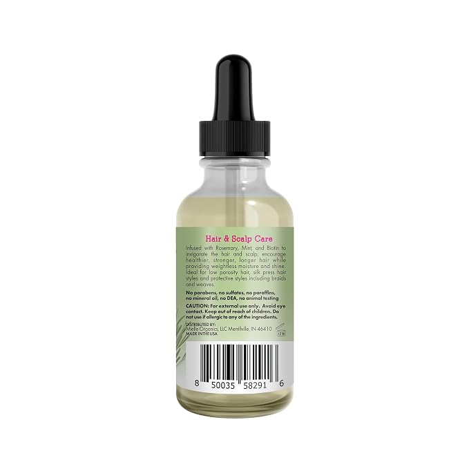 Mielle Organics Rosemary & Mint Light Hair Oil, Split Ends & Dry Scalp Treatment - Infused with Biotin & Essential Oils for Strengthening, Soothing, Moisturizing & Encouraging Longer Hair (2 Oz)