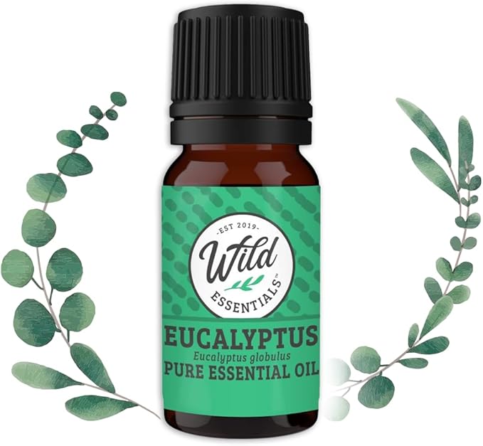 Wild Essentials Eucalyptus 100% Pure Essential Oil - 10ml Bottles, undiluted, Therapeutic Grade, Made and Bottled in The USA, Congestion, Stress, Aches and Pains