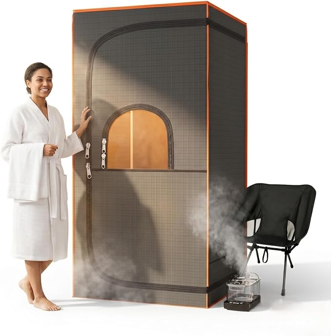 Luxury Portable Steam Sauna Tent for Home - 1500W Fast Heating Sauna Box with 3L Steamer Pot, Thermal Insulation Sweat Tent for Muscle Recovery - 1 Person
