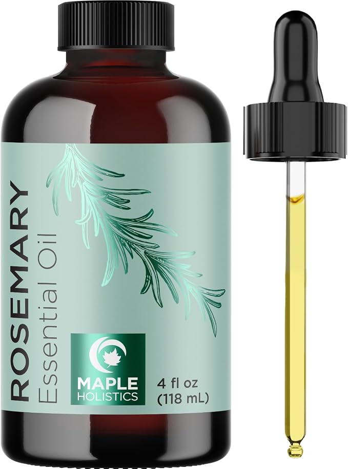 Pure Rosemary Essential Oil with Dropper - Undiluted Rosemary Oil for Hair Skin and Nails and Refreshing Aromatherapy Oil for Diffusers - Rosemary Essential Oil for Cleansing Dry Scalp Care 4oz