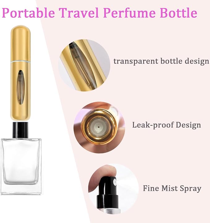 Refillable Perfume Portable Atomizer Bottle, Travel Perfume Bottle Refillable, Perfume Atomizer Spray Bottle for Traveling and Outgoing(5ml, 4 Pack)