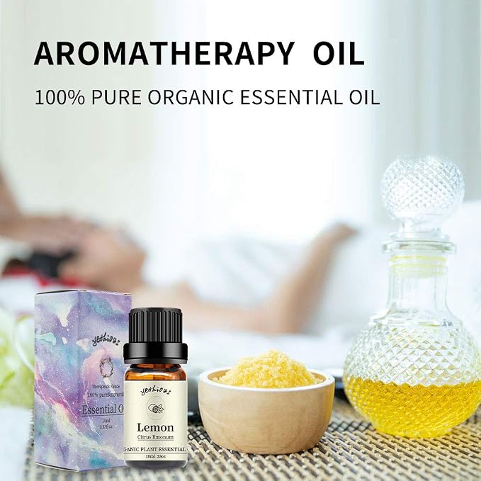 yethious Lemon Essential Oils for Diffuser & Aromatherapy Pure Lemon Oil for Skin, Hair Gift Oils - 10ML