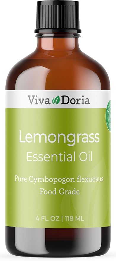Viva Doria Lemongrass Essential Oil, 100% Pure, Natural Lemongrass Essential Oil, Undiluted, for Aromatherapy | Food Grade, 118 mL (4 Fluid Ounce)
