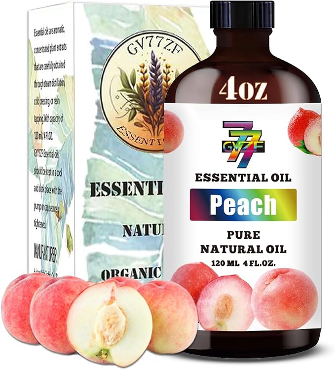 Peach Essential Oil, Peach Oils, for Diffuser, Humidifier, DIY Candles, Soap, Bedroom, Home, Gift, Essential Oil, GV77ZF Peach Fragrance Oil - 4 fl oz (120 ml)