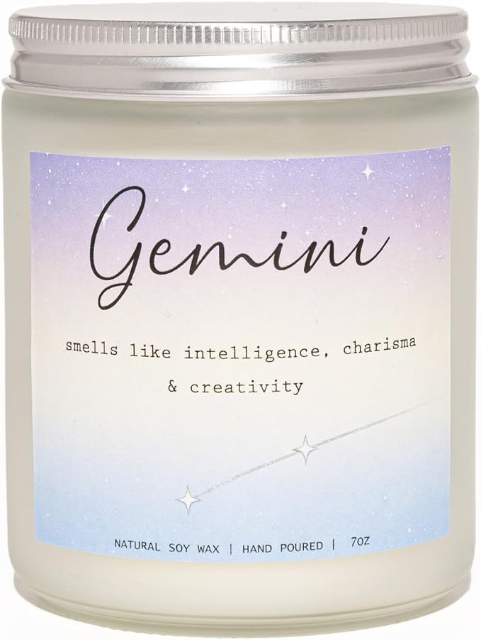 Gemini Candle, Gemini Gifts for Women, Versatile Gifts for the Dual-Natured Soul, Perfect Presents for Birthday - Lavender & Eucalyptus Soy Wax Scented Candle, 7OZ