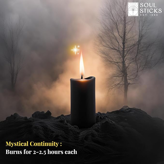 SOUL STICKS 4" Scented Ritual Candles Chime Taper Premium Candles 20 pcs for Rituals, Ceremonies, Meditation, Altar and Spells (Black/Myrrh)