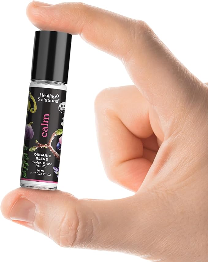 Healing Solutions - Organic Calm Blend Essential Oil Roll On USDA Certified Perfume, Sleep, Massage, Aromatherapy - 10ml