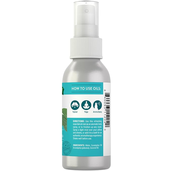 Nature's Truth Eucalyptus Mist Spray 2.4 fl oz | Pure Essential Oil for Aromatherapy