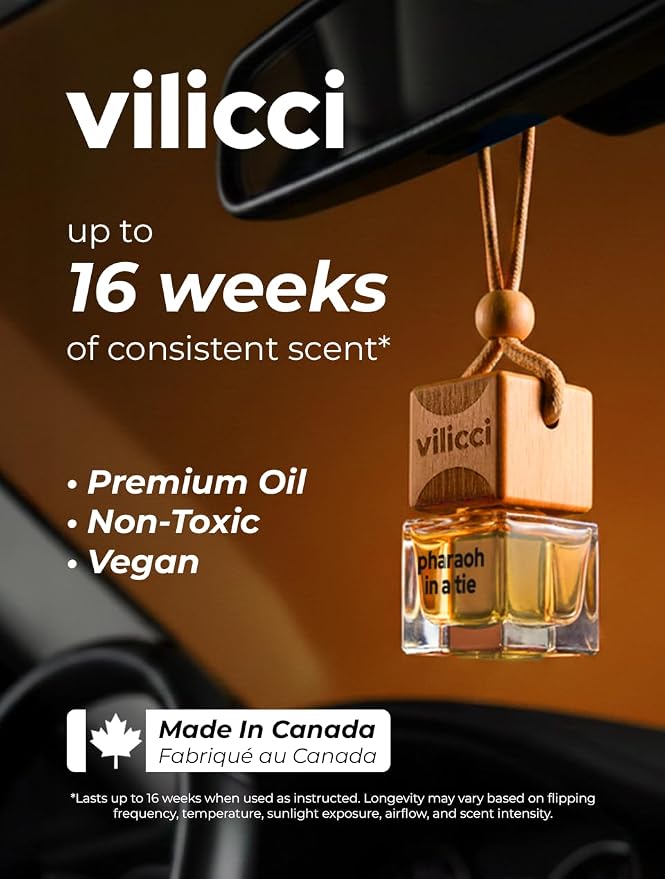 Vilicci Pharaoh in a Tie Car Air Freshener | Long lasting Car Diffuser | Vegan & Cruelty-free Auto Perfume | Hanging Car Air Freshener