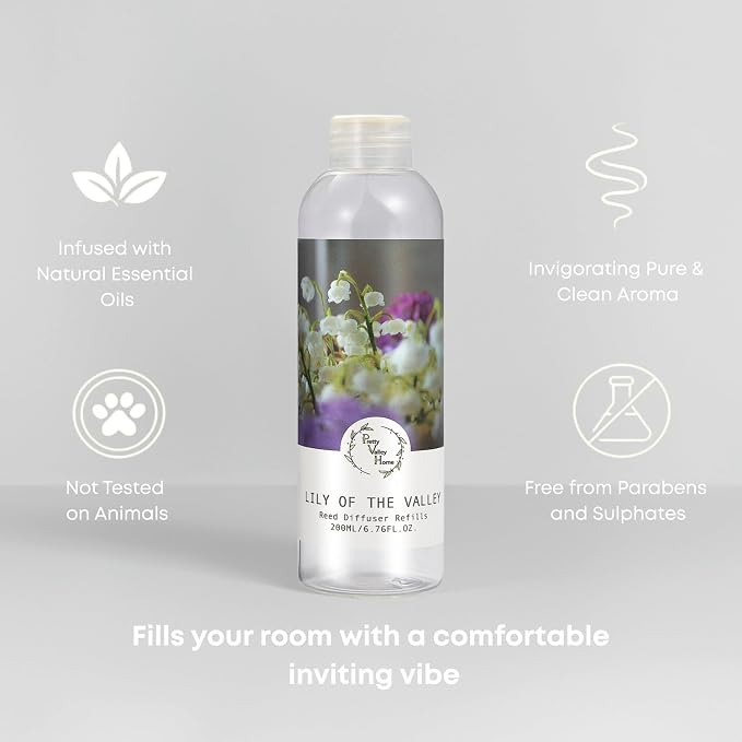 Reed Diffuser Refill, Lily of Valley Floral Diffuser Oil 6.76 fl.oz / 200ml, Long-Lasting Home Fragrance for Bedroom, Bathroom, Home Decor