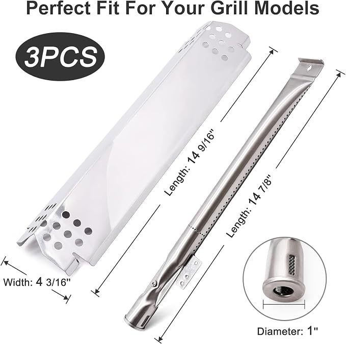 Criditpid Grill Replacement Parts for Nexgrill 3 Burner 720-0925S, 720-0894F, 2-Burner 720-0864M, 720-0864 Models, Grill Heat Plates, Burner Igniters for Kenmore, BBQ PRO, Backyard, Nexgrill Parts