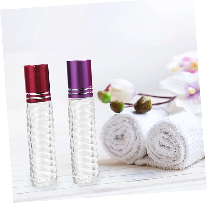 12pcs 5ml Refillable Essential Oil Roller Bottles Glass Perfume Bottles Empty Portable Travel Kit with Cap for Aromatherapy Random Color