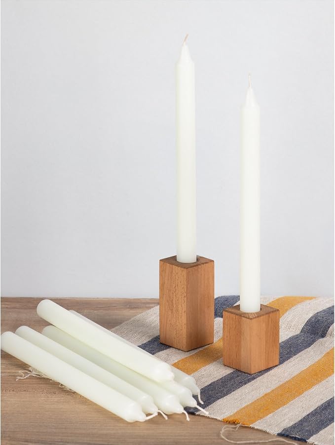 CANDWAX Ivory Taper Candles Pack of 4 - Slow Burning Dripless Unscented Straight Candles 10 inch - Ideal for Dinner Table - Smokeless Long Candlesticks