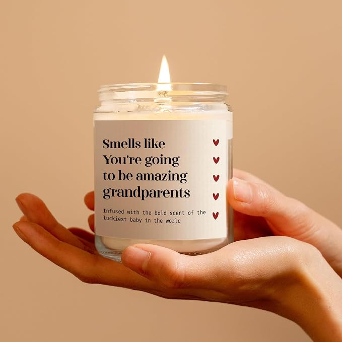 SteadStyle Pregnancy Announcement Gifts for Grandparents - Infused with Lucky Baby Scent, Gender Reveal, New Grandma Grandpa Gift, Home Decor Relaxation Lavender Scented Candles Emotional Keepsak 7oz
