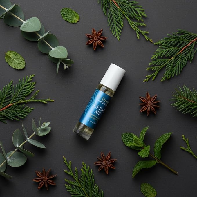 Dr. Emerald Clear Air Essential Oil Aromatherapy Blend Roll On - Fresh Botanical Oil with Eucalyptus, Peppermint & Pine - Pre Diluted Aromatherapy Roll On (10 ml / 0.33 oz, Clear Air)