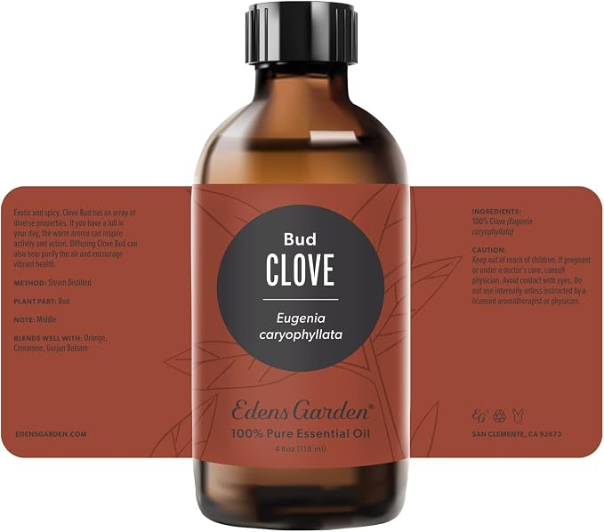 Edens Garden Clove-Bud Essential Oil- 100% Pure Premium Grade, Undiluted, Natural, Therapeutic, Aromatherapy, The Best for Diffuser Candle, Laundry, Humidifiers 118 ml (4 fl oz)