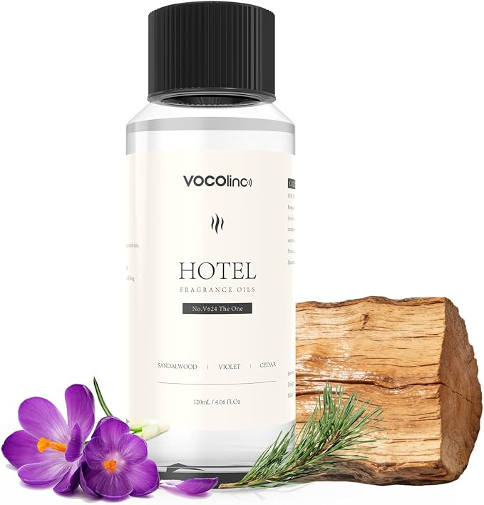VOCOlinc Hotel Collection Diffuser Oil - The One - Inspired by Luxury Five Star Hotel Lobby Scent Oil for Waterless Oil Diffusers, Luxurious Scents of Sandalwood, Violet, and Cedar (4.06 OZ)