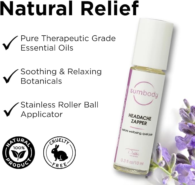 Essential Oil Rollers Headache Tension Relief Zapper - (10ml) Roll On for Soothing Relaxation, Aromatherapy Roller Headache Stick, Head Comfort, Soothing Head Stick