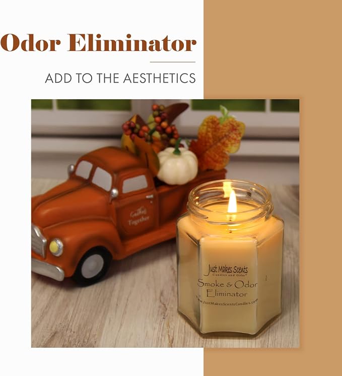 Smoke and Odor Eliminator Candle - Odor Eliminating Scented Candles for Home - Neutralizes Cigarette, Food, and Pet Smells | Natural Soy Wax Candle, Hand Poured in The USA