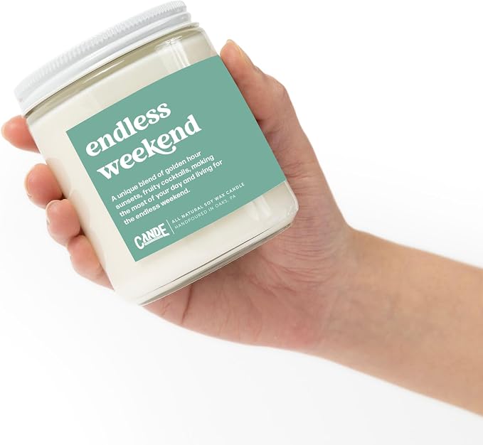 CE CRAFT Endless Weekend Scented Candle - Gift for Coworker, Funny Gift for Her, 8 Ounce Glass Jar Candle, 50+ Hour Burn Time