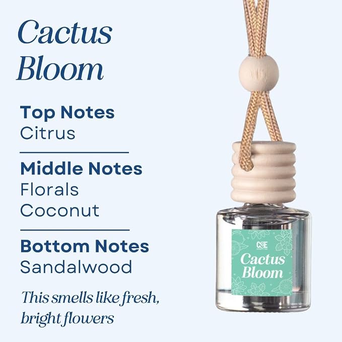 CANDECraftCo Car Air Hanging Fragrance Oil, Car Auto Freshener for Essential Oils, Scents Fragrance Aromatherapy Automobile Diffuser, Long Lasting (Cactus Bloom)