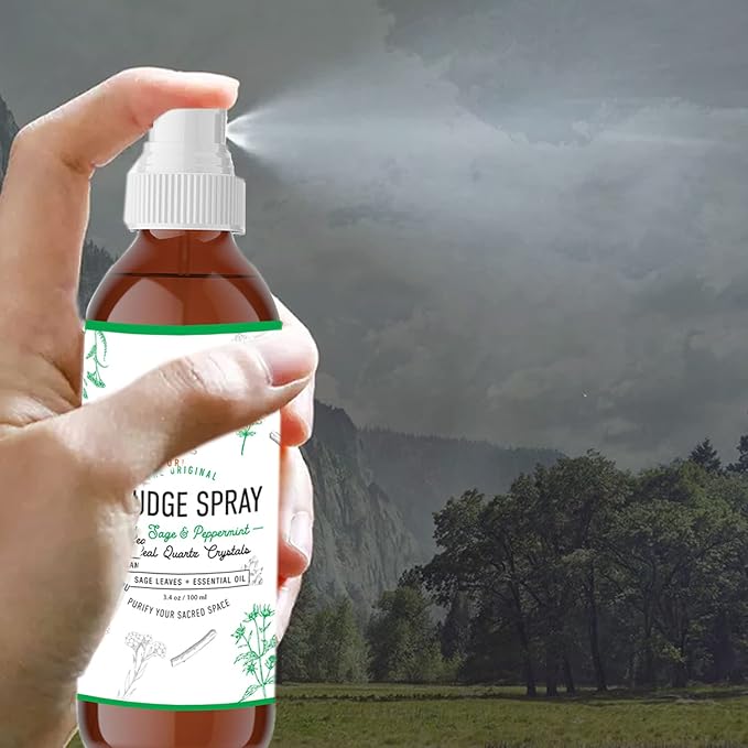 Soul Sticks Smudge Spray for Cleansing Negative Energy and Purifying Home | Made with White Sage and Quartz Crystals | 3.5 oz. Bottle (White Sage & Peppermint)