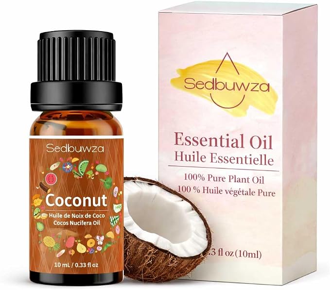 Sedbuwza Coconut Essential Oil, Pure Organic Coconut Fragrance Oil for Diffuser, Humidifier, Soap, Candle, Perfume