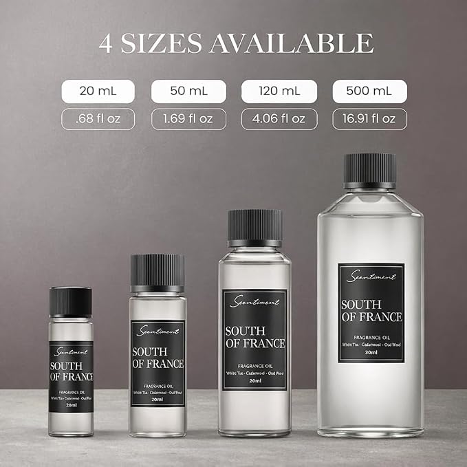 Scentiment Diffuser Oil - South of France | Aromatherapy Home Fragrance | Inspired by Sofitel® Hotel | Luxurious Scent with Notes of White Tea, Cedarwood, Vanilla, Amber – 0.68 fl oz (20 mL)