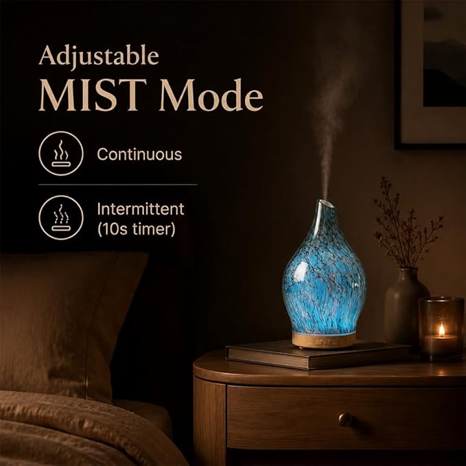 Glass Oil Diffuser with 3 Essential Oil Set,200ml Diffuser for Table Decor,Small Humidifier with Timer,7 LED Color Lights for Small Space Office Bedroom Room Decor Gifts for Women Men