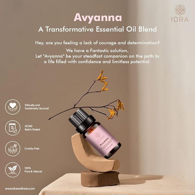 IDRA Avyanna Essential Oil Blend by Idra Wellness Inspire The Powerful Woman Therapeutic Grade Aroma for Diffusers & Aromatherapy Jasmine, Cedarwood Vanilla 10 ML