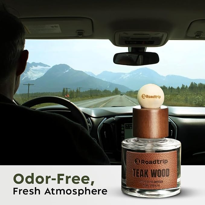 Car Air Freshener 50ML - Light Teakwood Fragrance - Cup Holder Diffuser - Car Interior Accessory - Non Toxic Air Freshener for Men & Women