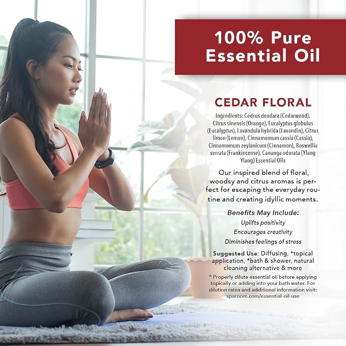 SpaRoom Aromatherapy 100% Pure Undiluted Essential Oil, Escape Cedar Floral Blend, 10 mL