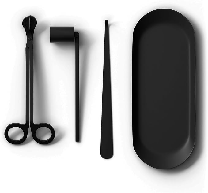 Scentiment Candle Care Kit – 3-Piece Set (Wick Trimmer, Snuffer & Dipper) | Stainless Steel Candle Accessory Set (Black)