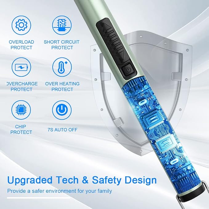 Candle Lighters USB Rechargeable Arc Electric Lighter with 360° Flexible Neck for Candle BBQ Camping (Green)