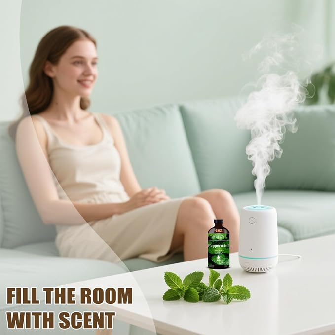 Peppermint Essential Oil, Peppermint Oil 4 Fl Oz 120ML for Diffuser Humidifier Yoga Cleaning DIY Candle Soap Making MUMAZYL Essential Oils