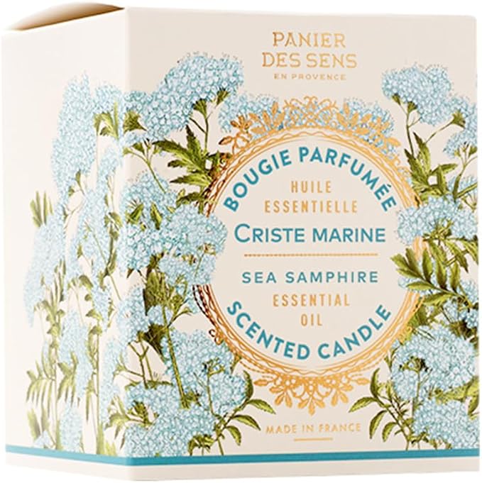 Panier des Sens Sea Samphire Candle - Hand-Poured in Provence, France - Long Lasting Scented Candles - up to 55 Hours Burn Time - Sea Samphire Scented Candle - 100% Natural Cotton Wick - 6.3 oz