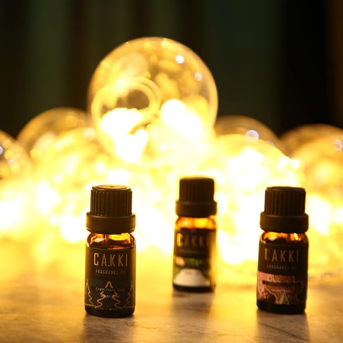 Christmas Essential Oils Gift Set, for Home, for Diffuser, 6x10mL, CAKKI Premium Grade Fragrance Oils with Christmas Tree, Cookie, Cranberry Contest, Pumpkin Cart, Turkey Run