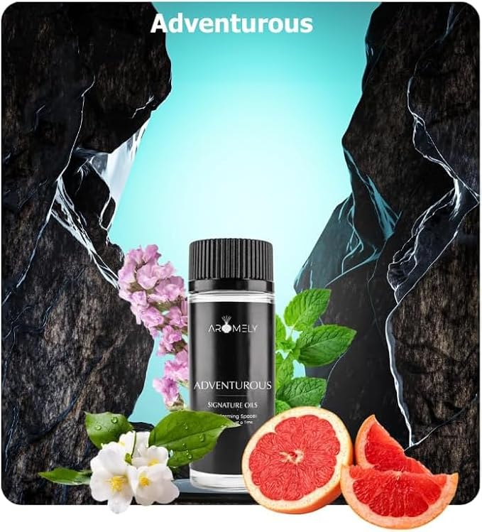 AROMELY Adventurous Diffuser Oil Blend | Luxury Home Fragrance Oil for Diffusers | Hotel-Inspired Signature Scent with Notes of Lemon, Grapefruit, Pink Pepper, Bergamot & Amberwood | 20ml