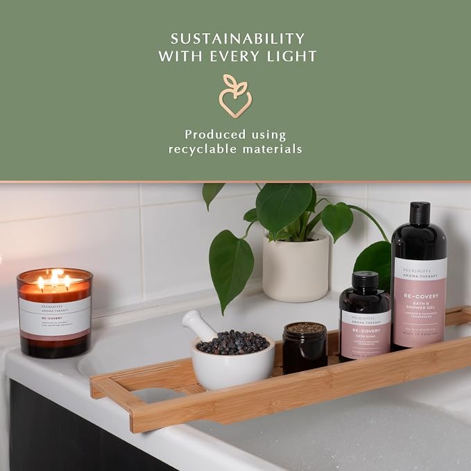 Pecksniff's Aromatherapy Re-Covery 3-Wick Candle, Juniper & Patchouli, Premium Spicy Pine Scent, Long-Lasting & Eco-Friendly, 285g